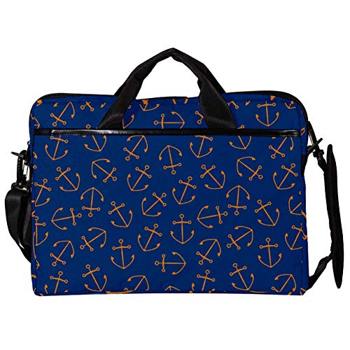 Bandolera para portátil de 14 a 15 pulgadas con diseño de ancla dorada y fondo azul marino