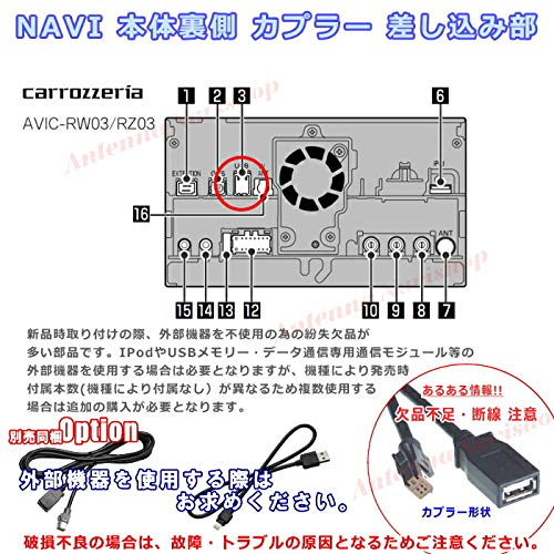 Amazon.co.jp: パイオニア カロッツェリア AVIC-RW03 純正品 USB接続