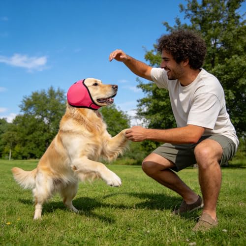 Image of Dog Ear Muffs, No Flap Ear Wraps for Dogs Hematoma - Waterproof Elastic Ear Cover with Calming Hoodie