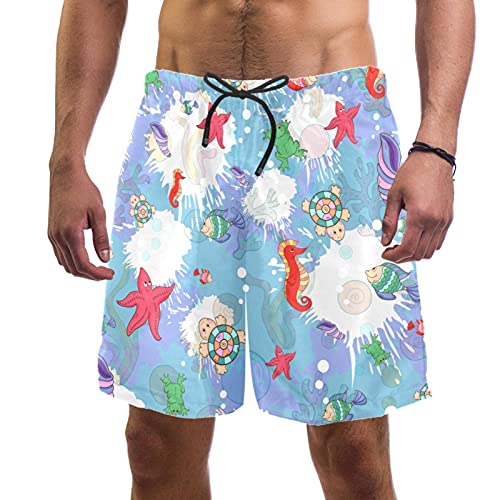 Short de bain homme avec doublure en maille maillot de bain tortue conque taille L