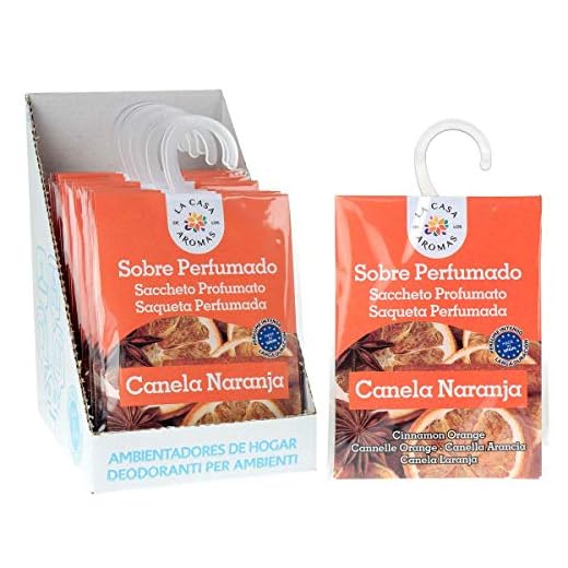 Set de 12 Sobres Perfumados, Bolsitas Aromáticas de Canela Naranja, Saquitos para el Armario, Cajón, Ropa de Bebé, Zapatero, Maleta