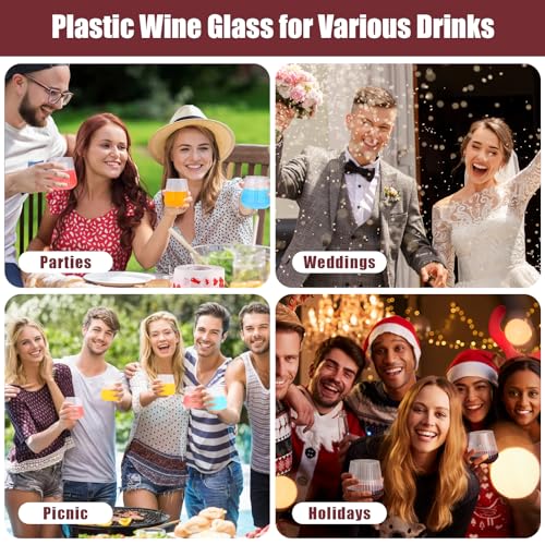 24 Pack Plastic Ribbed Wine Glasses, 14oz Stemless Disposable Wine Cups, Cute Clear Unbreakable Outdoor Cocktail Glasses, Heavy Duty Reusable Plastic Drinking Cup for Party Wedding Mimosa Bar by tchrules - Image 7