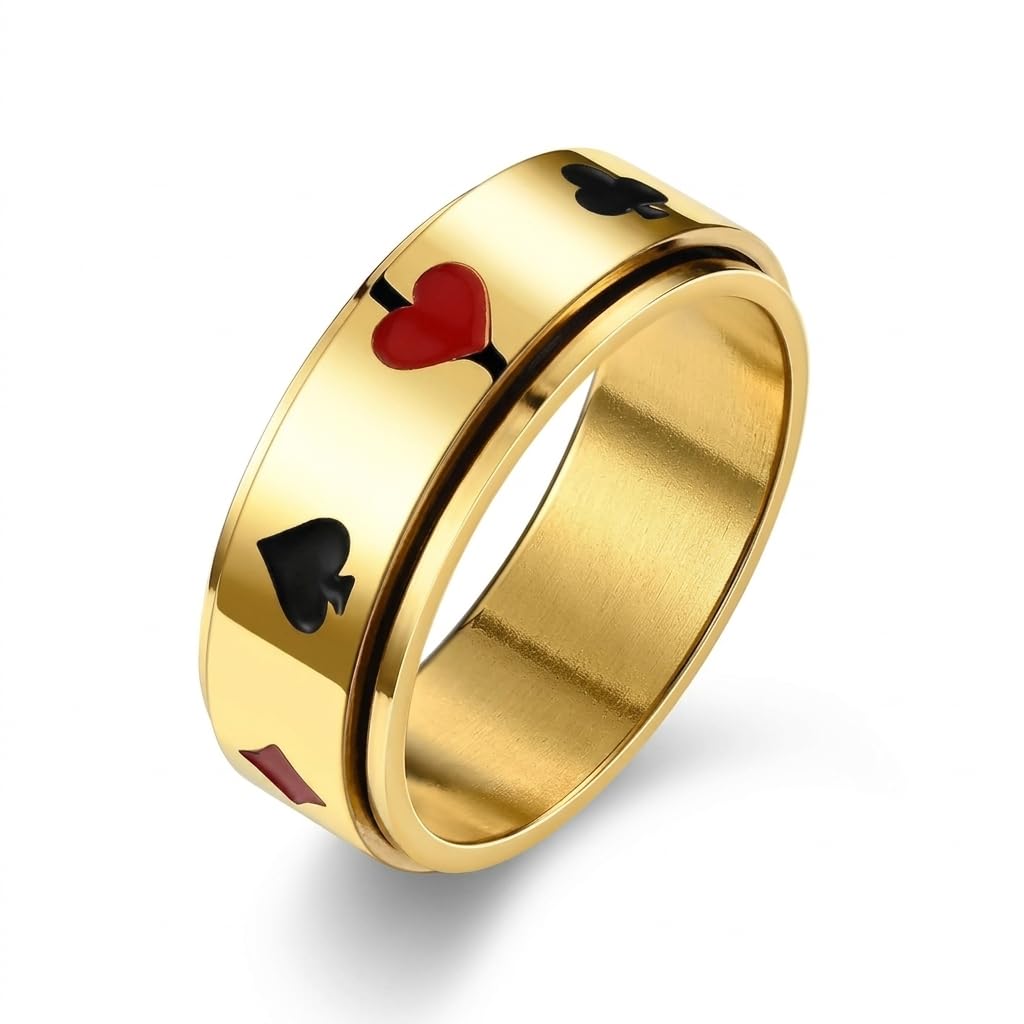 salty alpha Anti Tarnish Card Shark Signet Gold Stainless Steel Finger Ring for Men | Stylish Durable Jewellery Accessories | Rings for Man | Minimal Jewelry | Birthday Gift for Boys (Size - 11)-picture-26