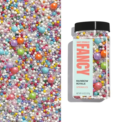 Image of Fancy Sprinkles Rainbow Royale Sprinkles | Mixed Size Candy Pearls, Dragees & Sugar Crystals | Cake, Cupcake & Cookie Decorating | Birthday & Unicorn Party | 1 Pack (0.5c)