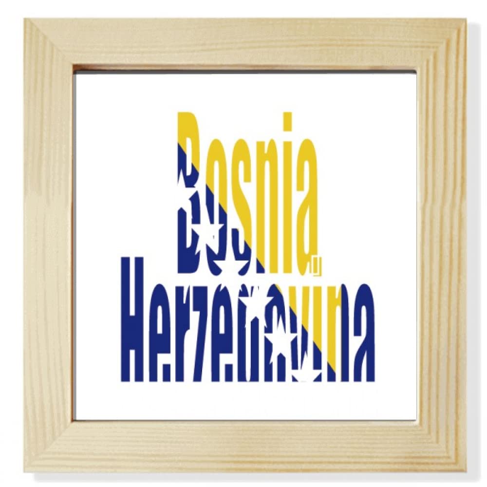 no/noBosnia Herzegovina Flag Name Square Picture Frame Wall Tabletop Display