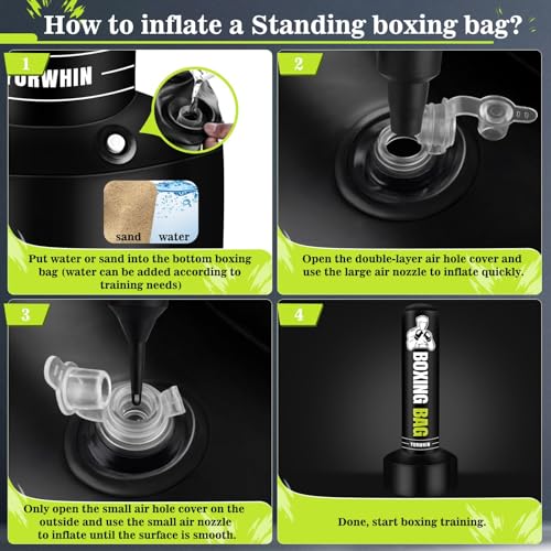 YORWHIN Pesado Saco de Boxeo Adultos con Guantes de Boxeo, Freestanding Saco Boxeo Inflable Kickboxing Bolsa para Entrenamiento MMA Muay Thai Fitness - imagen 5