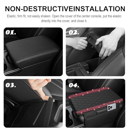 image for NBTEPEM Bling Car Center Console Cover, Leather Car Arm Rest Cover Cus