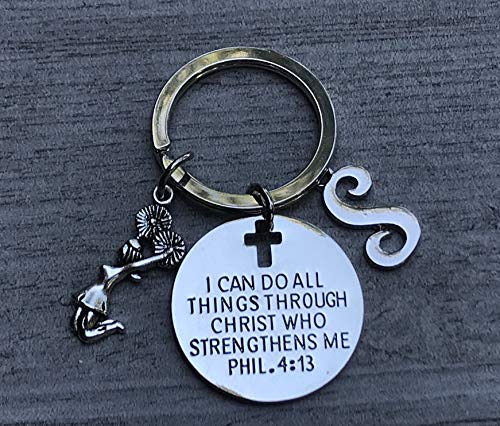 Infinity Collection - Personalized Cheer Charm Keychain - Christian Faith Keychain with 'I Can Do All Things' Scripture, Cheerleading Unique Gift2