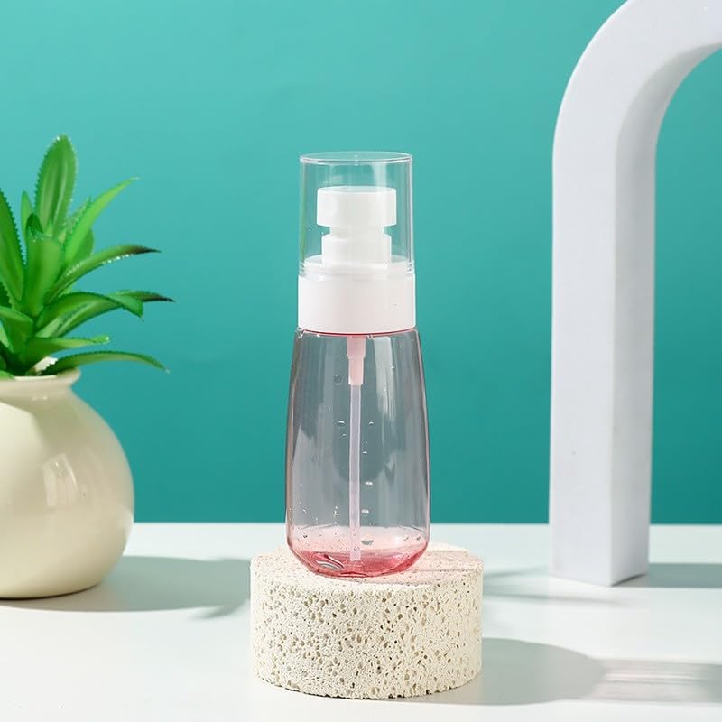 Mini botella de spray portátil de niebla fina, contenedor de plástico recargable, color rosa, tamaño grande