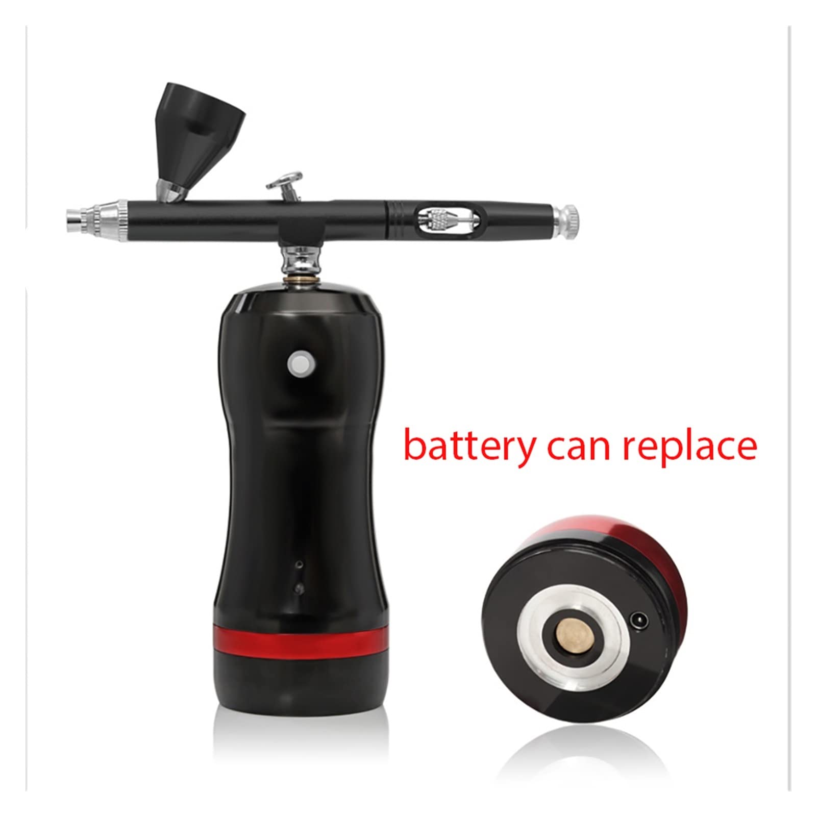 Rozpylacz farby, Łatwy stosować Airbrush z zestawem do sprężarki Cordless Electric Mini High Power Dual Action Paska powietrza Duża pojemność Puchar atramentowy Pistolet(HB08 Red A)