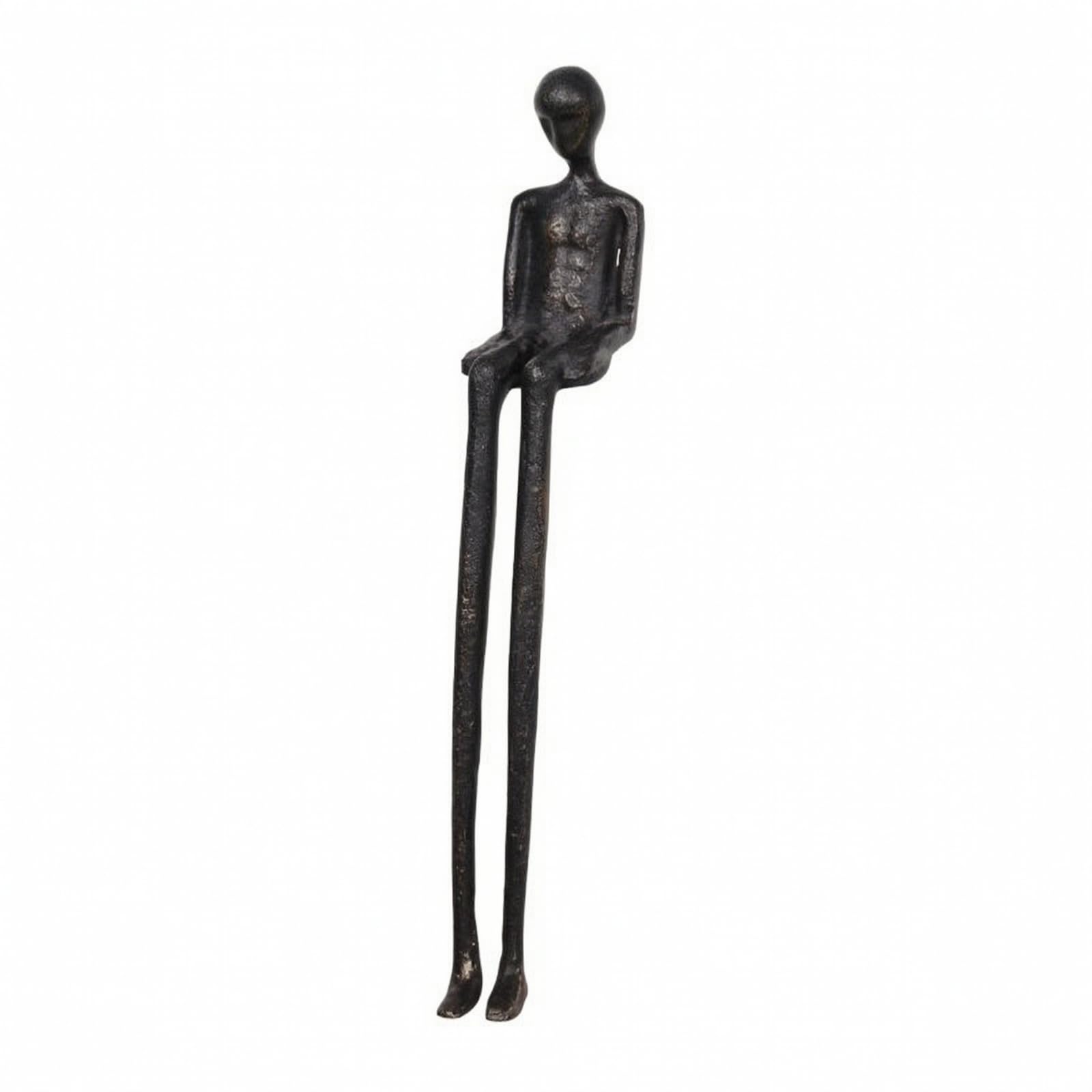 Figurina in Alluminio con Finitura Opaca Scura Opaco Scultura con Gambe Lunghe Pendenti Minimalista Oggetto D'arredo per Comodino, Ingresso