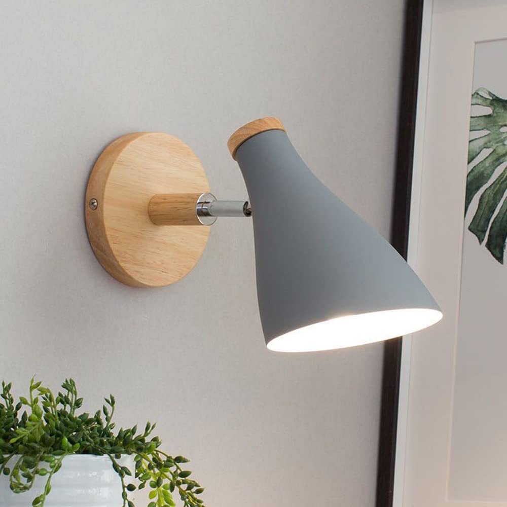 Aplique de Pared Ajustable Estilo nórdico, lámpara de cabecera, Apliques de Lectura para mesita de Noche, portalámparas E27 con cableado Fijo y Giratorio.