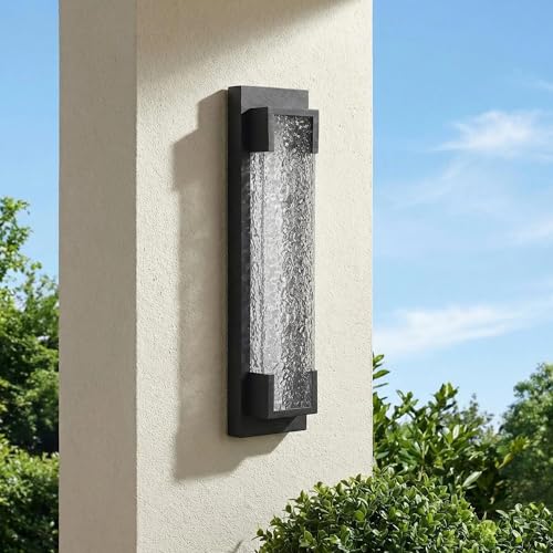 Hyunbae Outdoor Wall Light, 18.9" Large LED Modern Outdoor Wall Sconce, Waterproof Exterior Lighting Fixture with Acrylic Water Ripple Lamp 2700K Outdoor Porch Lights for House, Garage Dimmable by Hyunbae - Used condition - US$46.10
