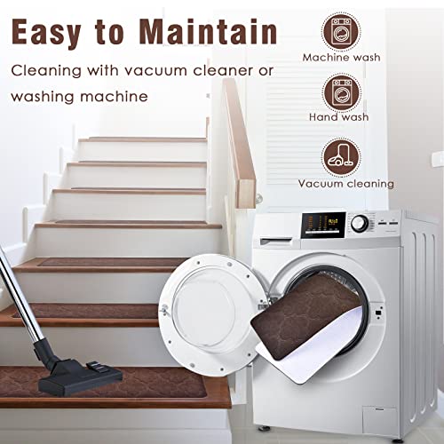 Octbird Non Slip Stair Carpet Treads 15Pcs, 8X30In Stair Treads For Wooden Steps Indoor, Non-Skid Safety Carpet Stairs Runners Rug, Staircase Step Rugs Stair Grips For Kids Elders And Pets, Brown #TOP3
