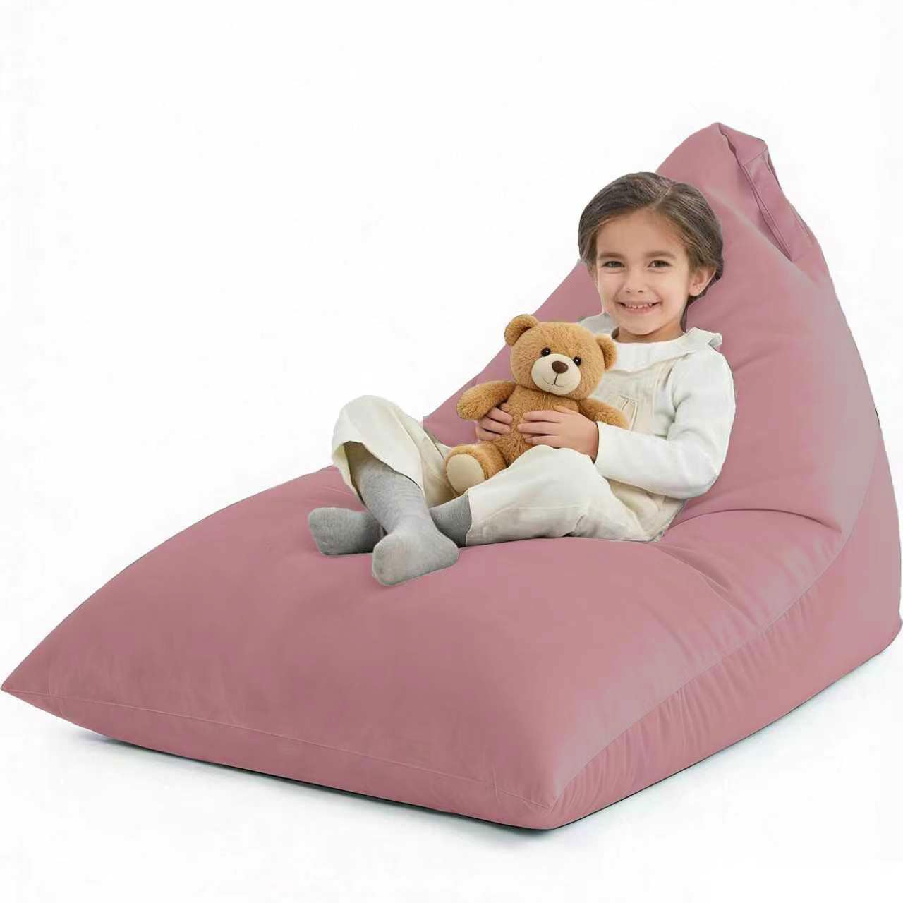 Nobildonna 4ft Sitzsackbezug (ohne Füllung) für Erwachsene, 400L extra großer dreieckiger Sitzsackbezug, waschbarer Sitzsack ohne Füllung, ultraweicher, fauler Sofa-Premium-Samtbezug (Rosa)