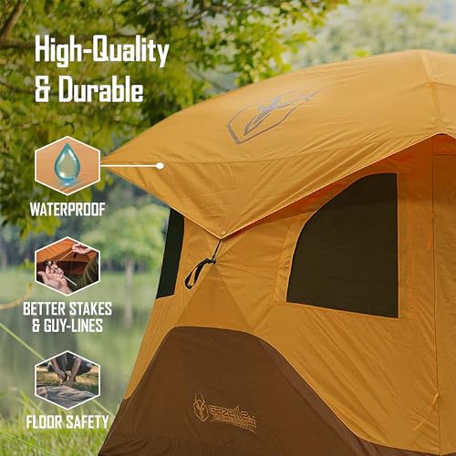 Gazelle T4 Extra Large 2 Door 4 Person Instant Portable Pop Up Outdoor Camping Hub Tent with Removable Floor and Rain Fly, Easy Setup, Orange - Image 4