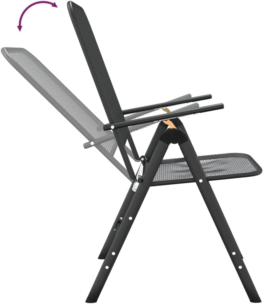 vidaXL Patio Dining Set 3 Piece Garden Dining Set with Patio Table and Chairs Outdoor Dining Set Folding Chair Expanded Metal Mesh Anthracite