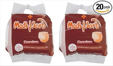 Medisorb Adult Diaper - (Pack of 2) Large 20piece