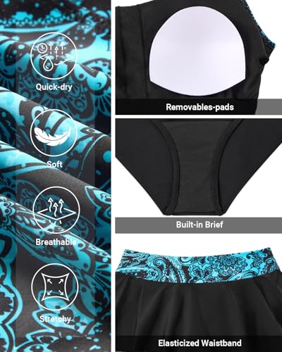 Daci Tankini Bathing Suits with Skirt - Women 2 Piece Swimsuits Tummy Control Swimwear3