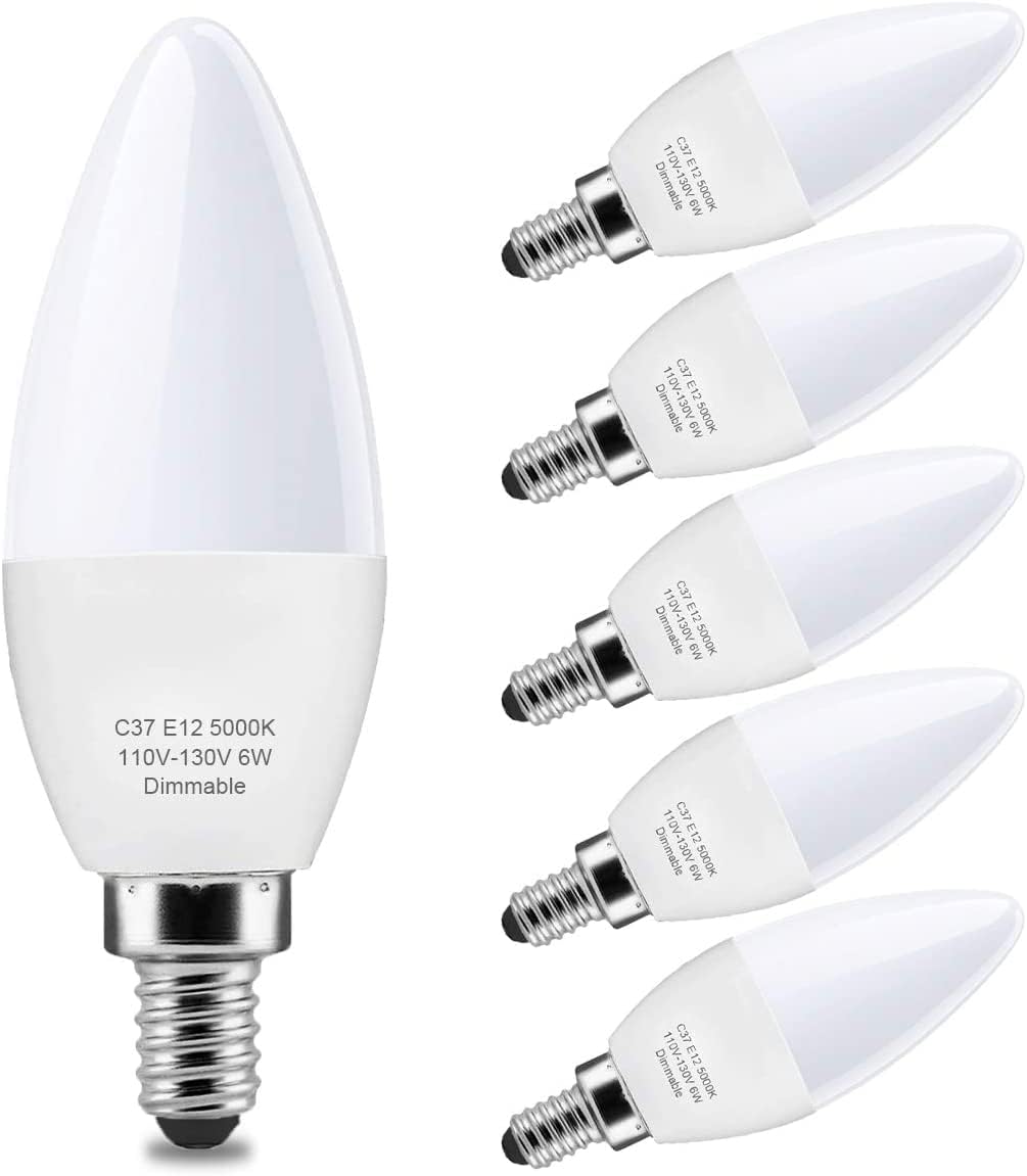 Dimmable E12 Candelabra LED Bulb, Ceiling Fan Bulb 60W Equivalent