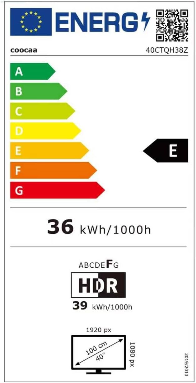 coocaa 40 Pouces (100 cm) Smart TV FHD Television LED, QLED, HDR 10 Dolby Audio Bluetooth 5,1 Tuner DVB-T/T2/C/S/S2 CI+ Low Blue Light, 1.5GB (40CTQH38Z, 2026 Nouveau Modèle)