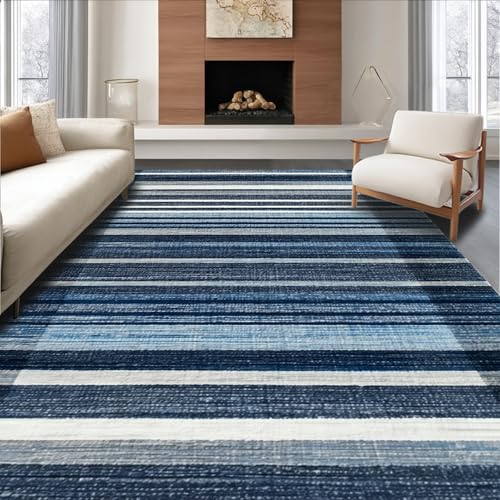 ODIKA Flatwoven High Traffic Area Rug 8x10, Minimalist Striped Design,