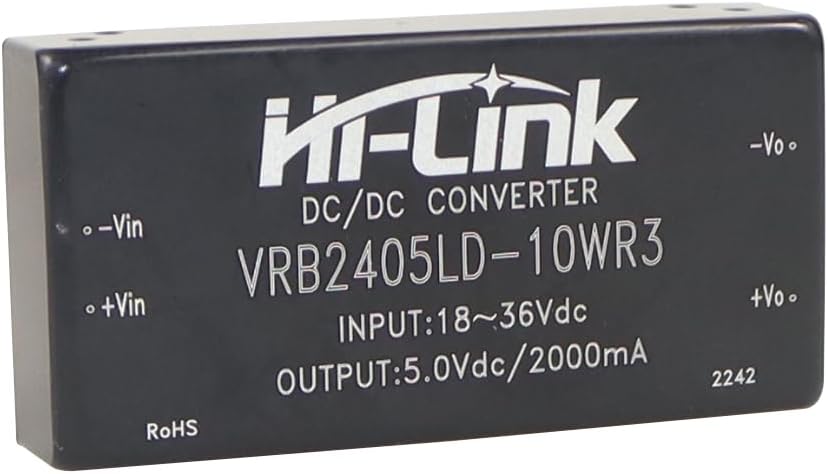 24V to 5V 10W 2000mA DC to DC Isolated Power Module 5v/12v/15v/24v DCDC Switching Power Module (10D2405B,5 Pcs)