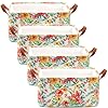 Soujoy 4 pack fabric storage basket for shelves foldable canvas organizer box with handles boho flowers closet organizer bin for organizing home laundry nursery dorm pet gift  urban country home decor