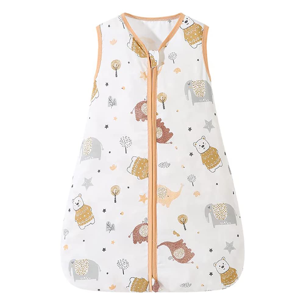 Xifamniy Cotton Wearable Blanket Unisex Baby Sleep Sack with 2-way Zipper Swaddle Bag for Winter, Animal, 6-12M