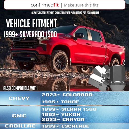 Image of Wheel Accessories Parts 24 Pcs M14x1.5 14x1.5 Thread OEM Style Lug Nuts 1.77 inch Long Chrome 7 /8 inch 22mm Hex Fits Chevy Silverado 1500 | GMC Sierra 1500 | Cadillac Escalade GM 9596070 | 611-236