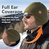 TOP-EX XL/XXL 80% Merino Wool Waterproof Beanie for Men Women with Ear Flap Warm Winter Fleece Lined Beanie Outdoor Skiing Hat Cold Weather Black M/L - Image 4