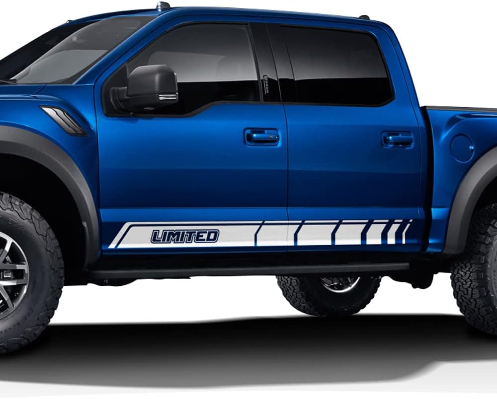 Decal Sticker Offroad Stripe kit Limited Graphics Rocker Panel Decals Compatible with Ford F150 2015-Present (Gloss White)