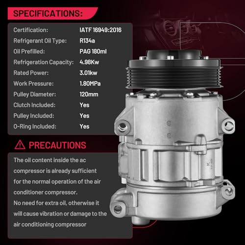 BDFHYK 158367 Air Conditioning A/C Compressor with Clutch Compatible with Toyota RAV4 2009 2010 2011 2012 L4 2.5L, Compatible with Toyota Camry 2012-2017 L4 2.5L