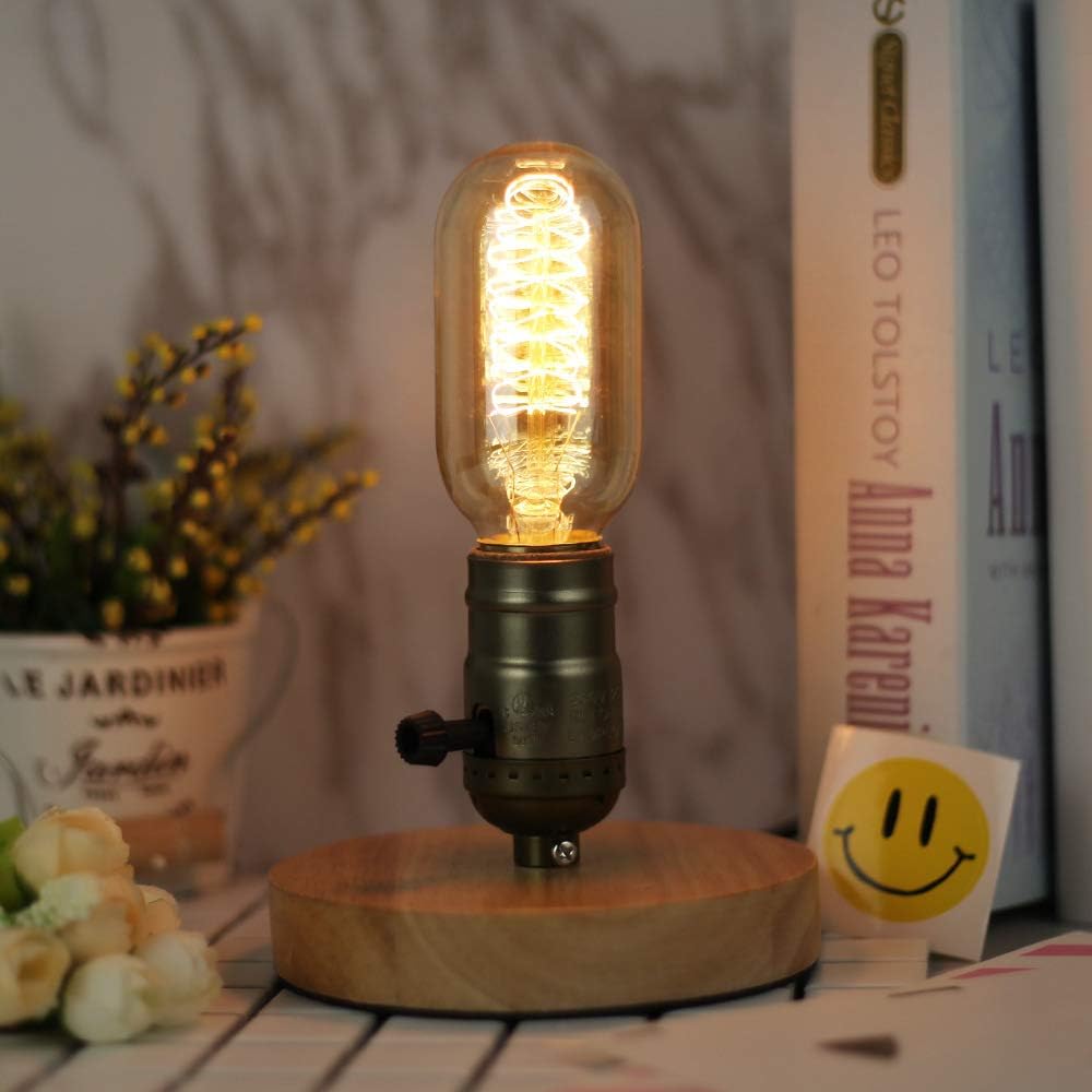 Vintage Edison Bulbs 40W Retro Amber Edison Bulbs E27 Base 220V 2700K Warm White Dimmable T45 Decorative Bulb,Pack of 4,2