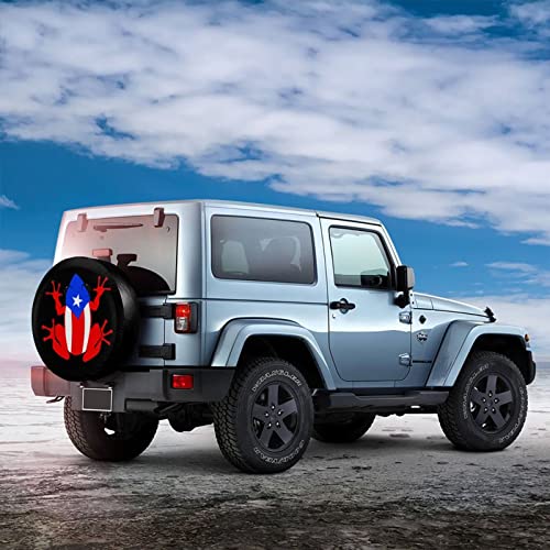 Image of Coqui Puerto Rico Taino Spare Tire Cover,Universal Wheel Tire Cover for Trailer, RV, SUV, Truck,Camper and Many Vehicle,Weatherproof Tire Protectors（15 inch for Diameter 27 inch-29 inch）