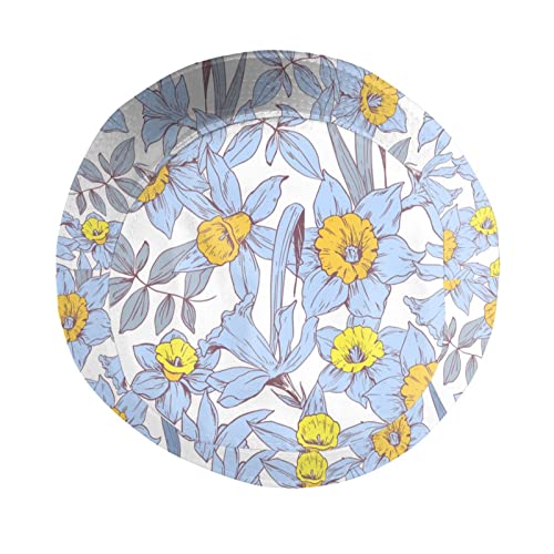 Elasonn BASEBALLCAP#HAT13G Vintage Daffodils Flowers Blue Leaves Summer Casual Bucket Hats Fashion Sun Cap Packable Outdoor Fisherman Hat thumb #3