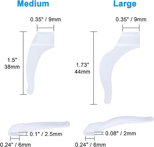 Miniatura 4 de Hishelf - 12 pares de agarraderas para las orejas, retenedores de silicona antideslizantes para las gafas, transparente, mediano (HS001)