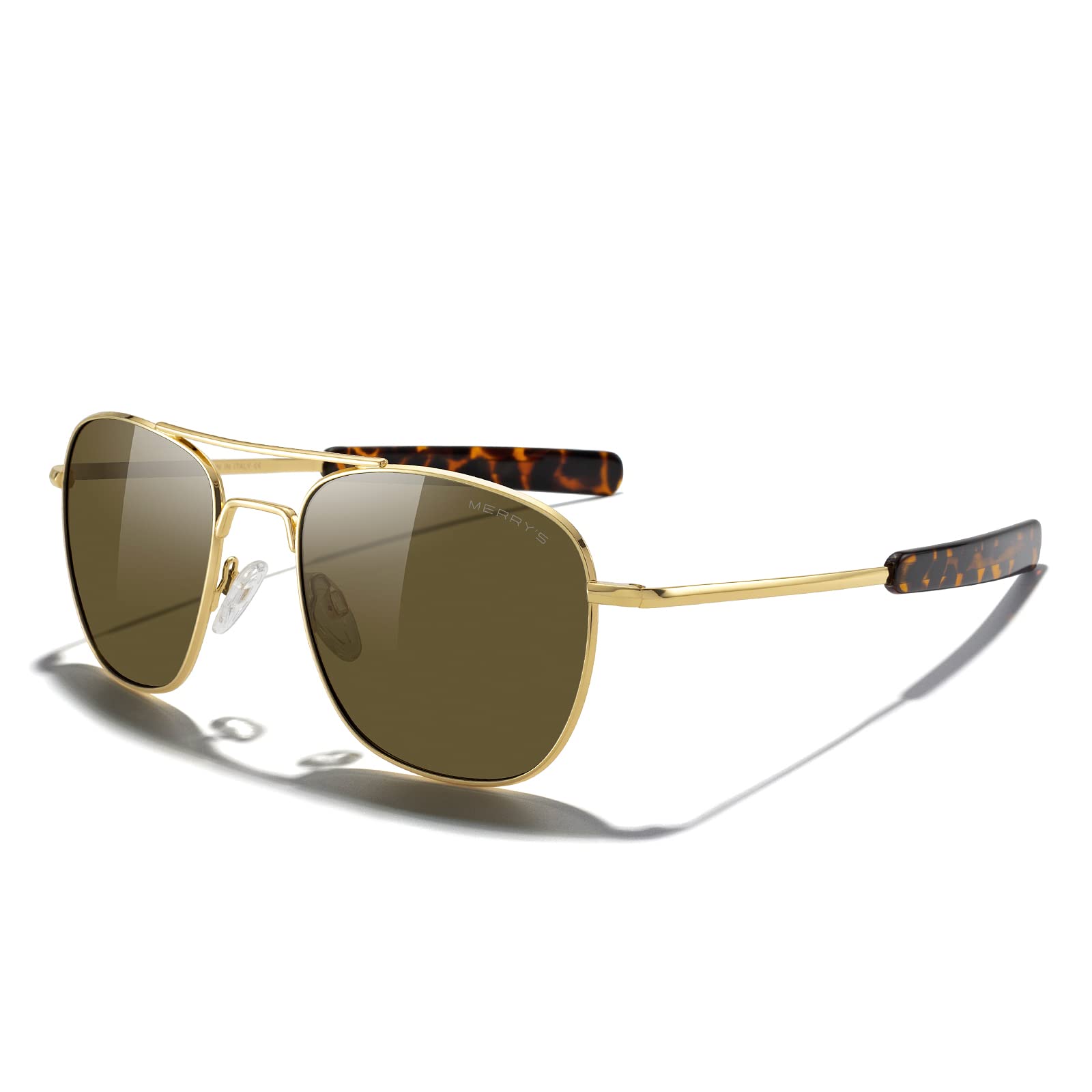 MERRY'S Classic Square Aviator Military Polarized Sunglasses for Men or Women S8636