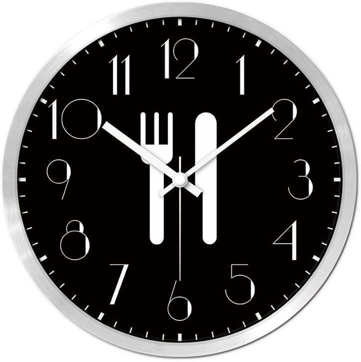 Horloge murale coffee shop cuisine design couverts contemporains noir
