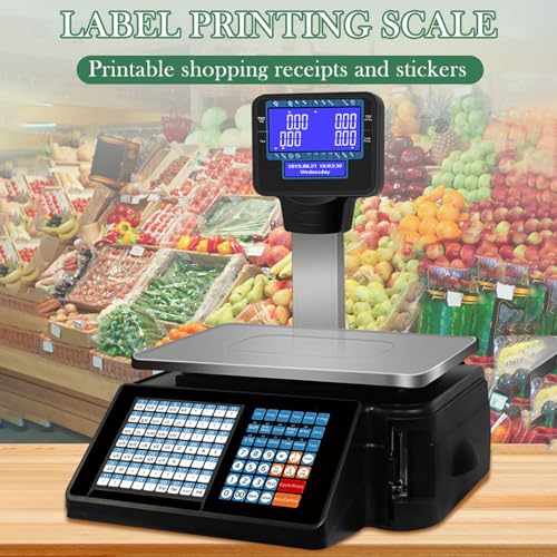 Báscula comercial digital con impresora térmica y doble pantalla miniatura 2