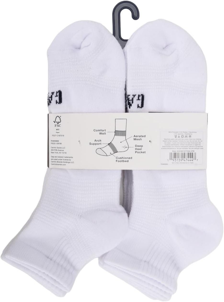 GAP Men's Quarter Cut Socks, Multi-pack Adult Ankle Socks, Soft & Stretchy