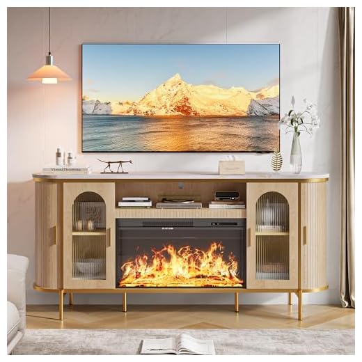 OneBlis 70" Fluted Fireplace TV Stand