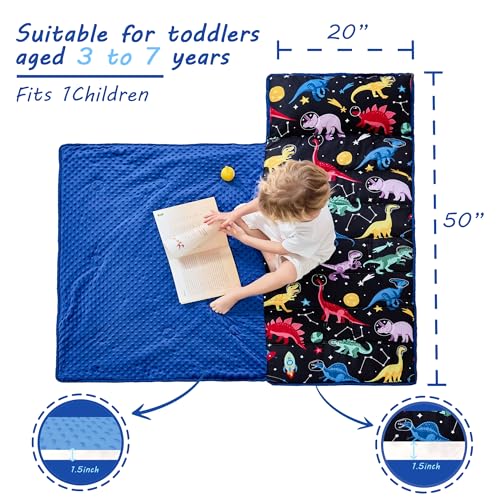 Image of Lasoftan Toddler Nap Mat with Pillow and Blanket, Extra Large Rolled Napping Mats,Slumber Bags for Boys Girls,Kids Sleeping Bag for Daycare, Preschool Travel Camping