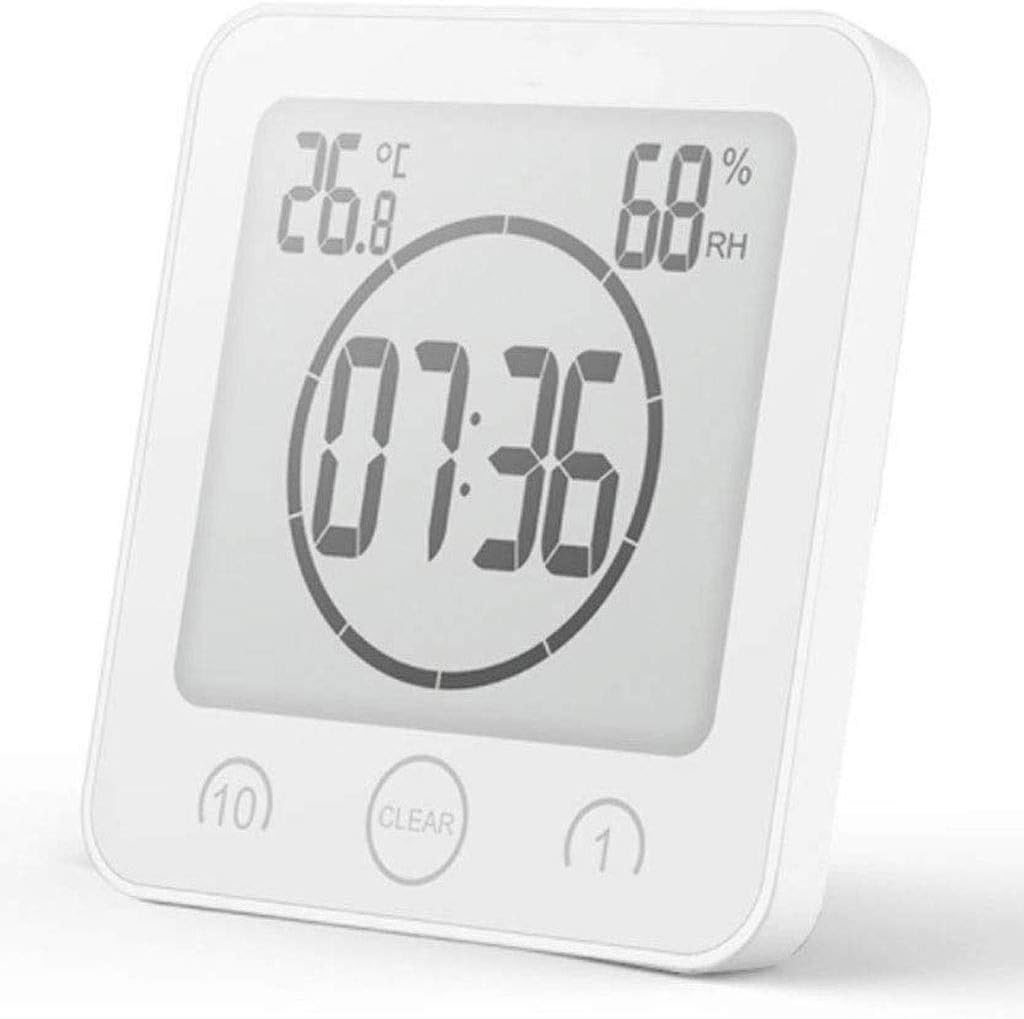 Wall Clock Thermometer Hygrometer Bathroom Waterproof Mute Home Kitchen Countdown Watch Sucker Small(OneColor)