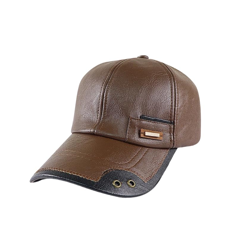Gorra de cuero para hombre con forro de piel miniatura 1