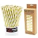 Gold Metallic Striped Drinking Paper Straws Biodegradable for Wedding Party Valentines Day Christmas Baby Shower Box of 100