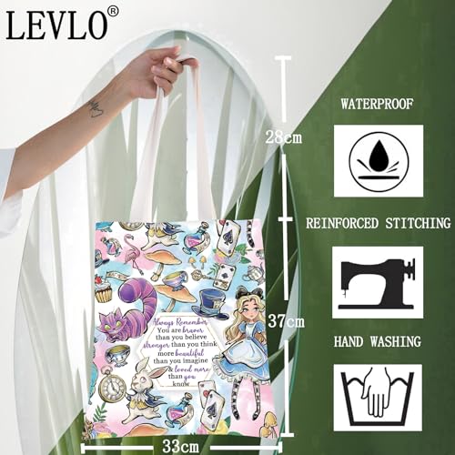 LEVLO Alice Movie Makeup Bag - Fairy Tale Fans Gift, Braver Stronger Smarter Than You Think, Colorful Tote with Zipper Pouch - Image 2
