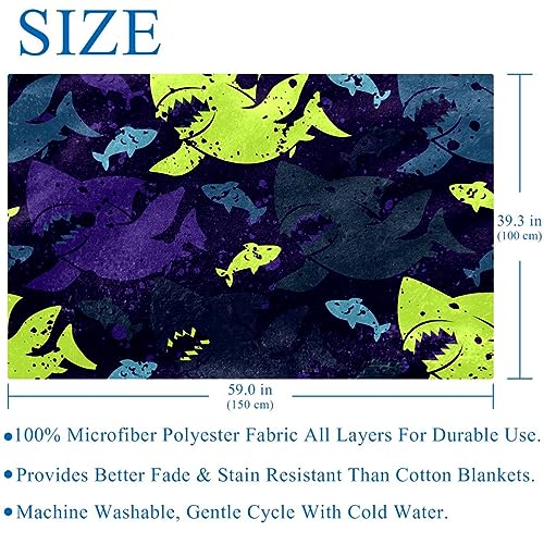 Couverture requins et poissons imprimés cadeau original pour lit - 6