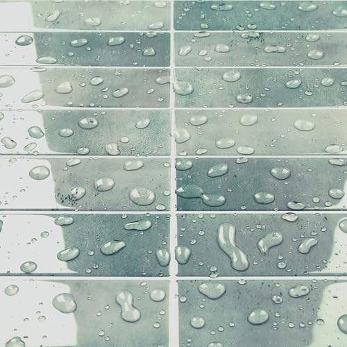 Livelynine Azulejos Adhesivos Cocina Verde Baldosas Adhesivas Pared 3D 30x30CM Impermeable Azulejos Adhesivos Baño Verde Agua Vinilo Adhesivo Cocina Azulejo Metro Losetas Autoadhesivas Pared, 4 Piezas