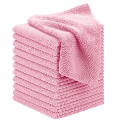 Avalon Towels Microfiber Cleaning Cloths (Value Pack of 12) - Size 12 x 12 Inches, Highly Absorbent Cleaning Rags, Lint Free, Reusable and Washable, Microfiber Towels for Cars